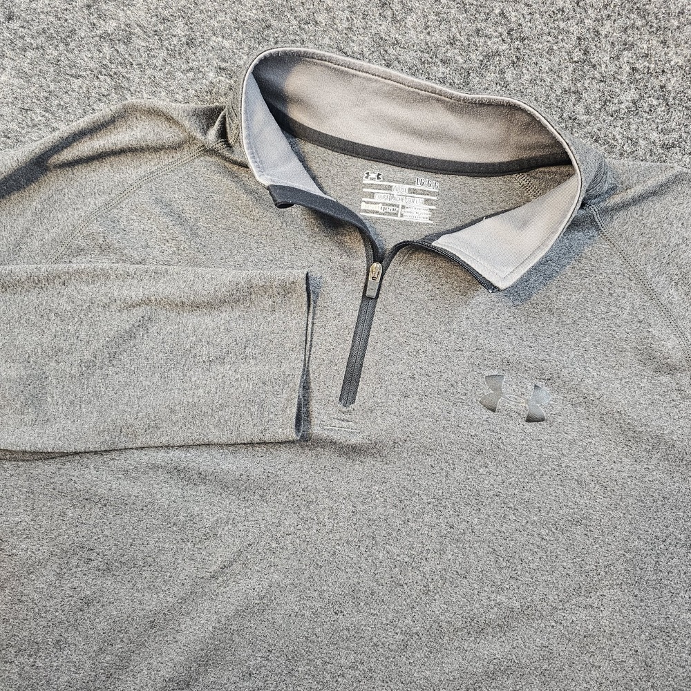 Under Armour HeatGear Pullover Mens Large Gray Quarter Zip Lightweight Athletic